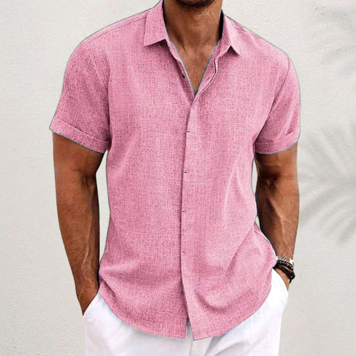 Men's Short-Sleeve Button-Down Collar Shirt - Pink
