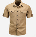 Elijah | Men's Short-Sleeve Dual-Pocket Button-Down Casual Shirt