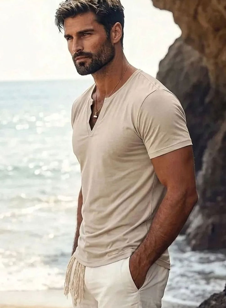 Men's Short-Sleeve V-Neck Henley Shirt