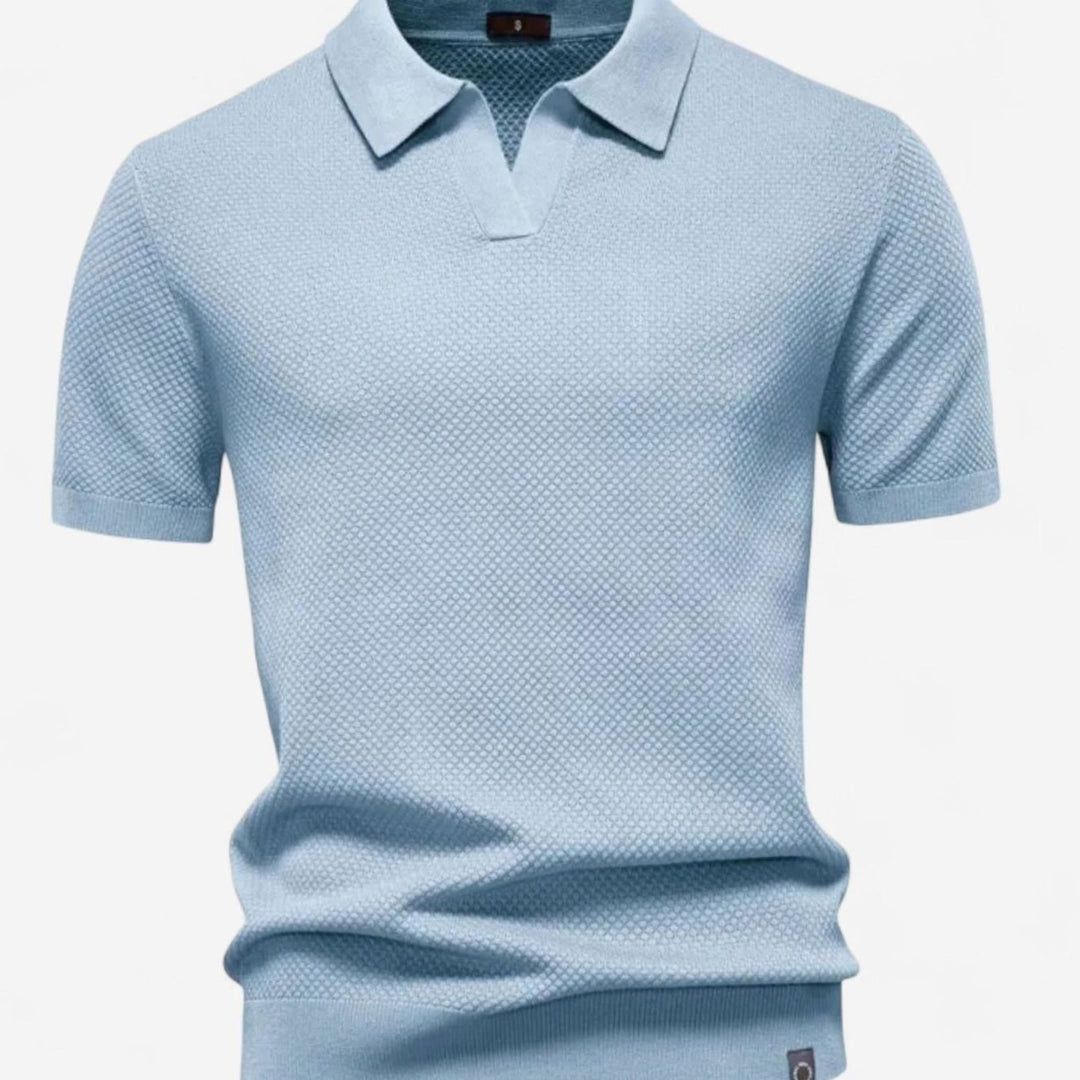 Men's Short-Sleeve Wool Polo Shirt Subtle Pineapple Knit