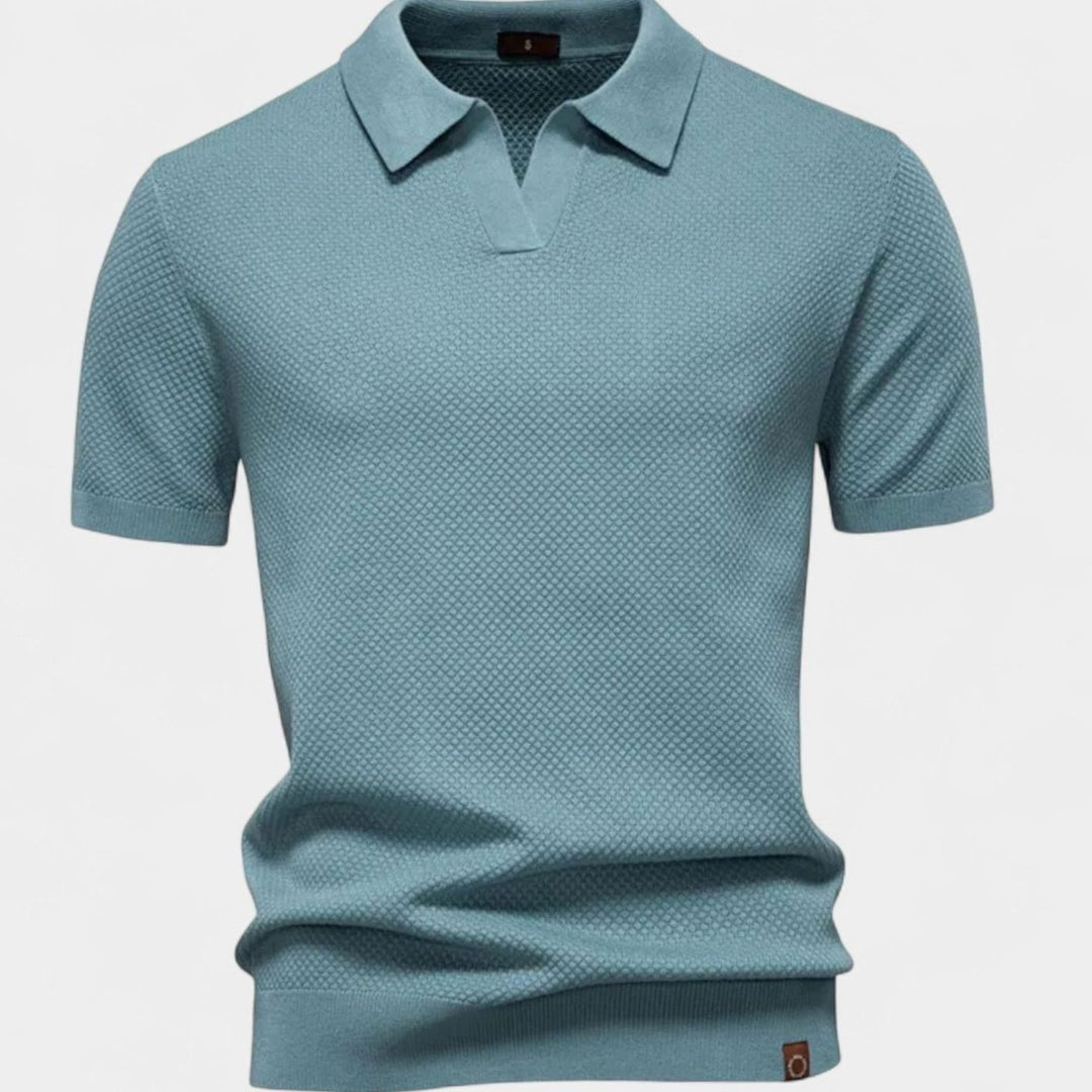 Men's Short-Sleeve Wool Polo Shirt Subtle Pineapple Knit