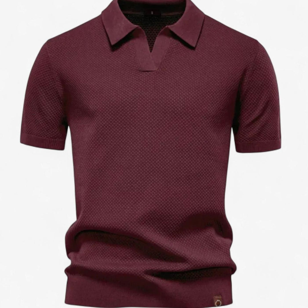Men's Short-Sleeve Wool Polo Shirt Subtle Pineapple Knit