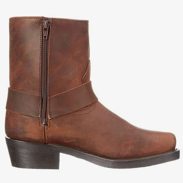 Men's Side-Zip Buckle-Strap Pointed-Toe Western Cowboy Boots
