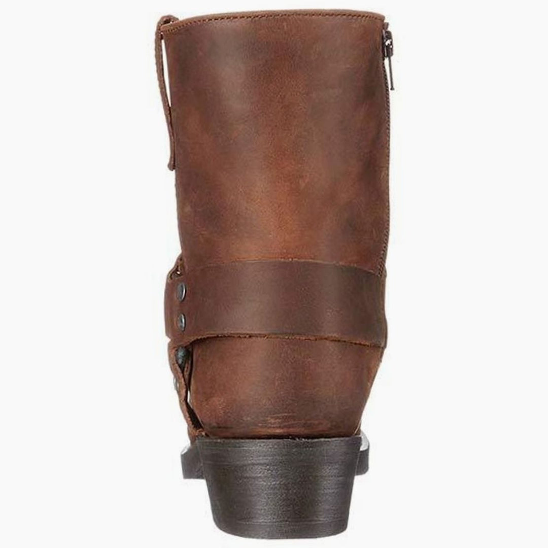 Men's Side-Zip Buckle-Strap Pointed-Toe Western Cowboy Boots