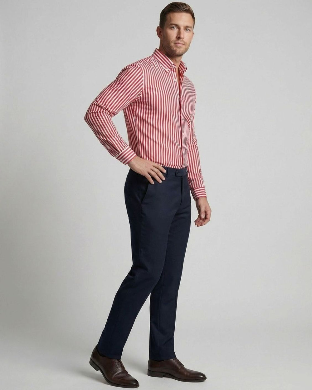 Men's Slim-Fit Bold Striped Long-Sleeve Button-Down Shirt