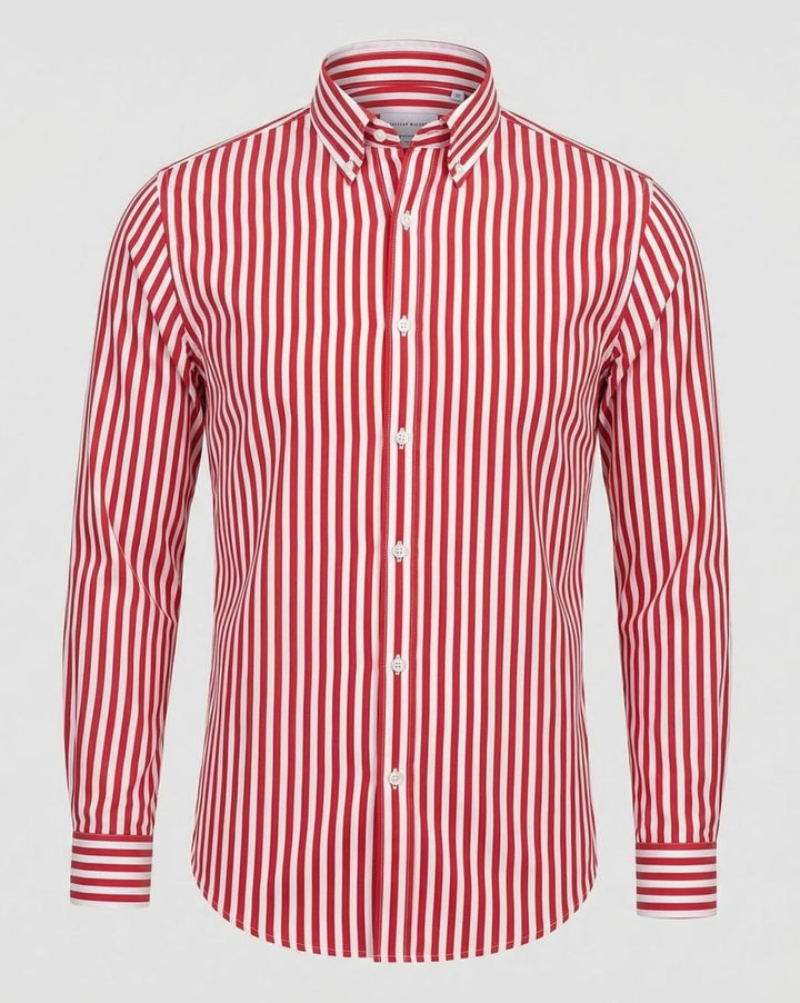 Men's Slim-Fit Bold Striped Long-Sleeve Button-Down Shirt
