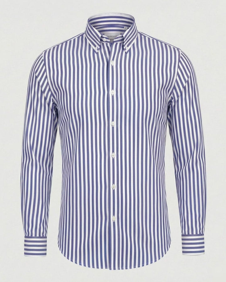 Men's Slim-Fit Bold Striped Long-Sleeve Button-Down Shirt - Sky Blue