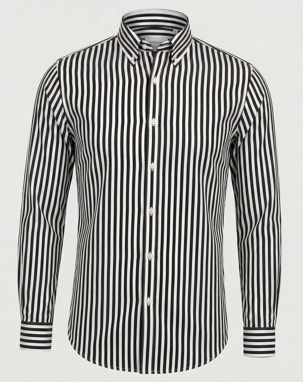 Men's Slim-Fit Bold Striped Long-Sleeve Button-Down Shirt - Black
