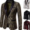 James | Men's Slim-Fit Brocade Satin-Lapel Single-Button Blazer Jacket, Gold
