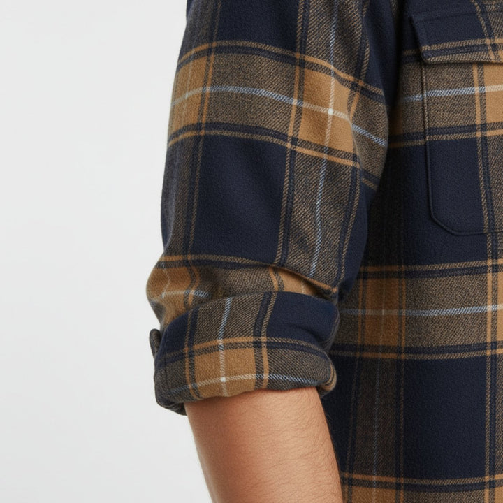 Men's Slim-Fit Brushed Flannel Button-Down Plaid Shirt