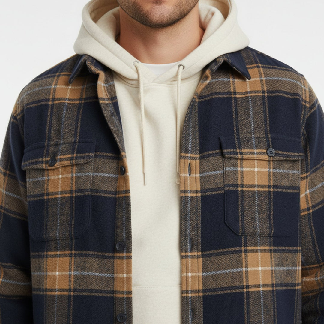 Men's Slim-Fit Brushed Flannel Button-Down Plaid Shirt