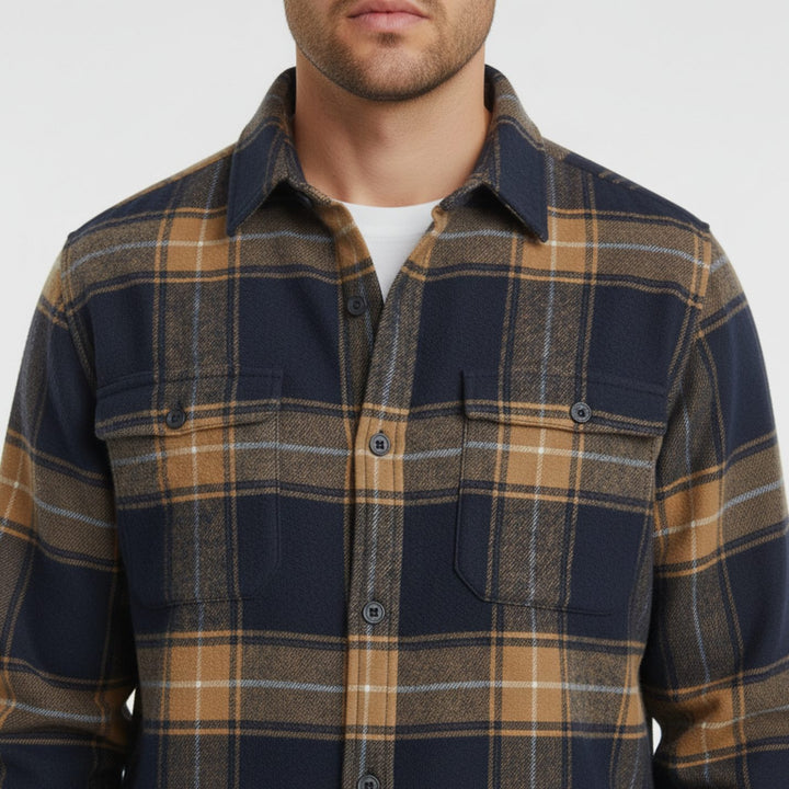 Men's Slim-Fit Brushed Flannel Button-Down Plaid Shirt