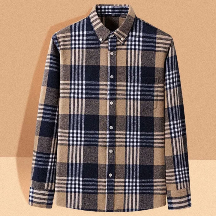 Men's Slim-Fit Brushed Flannel Button-Down Plaid Shirt