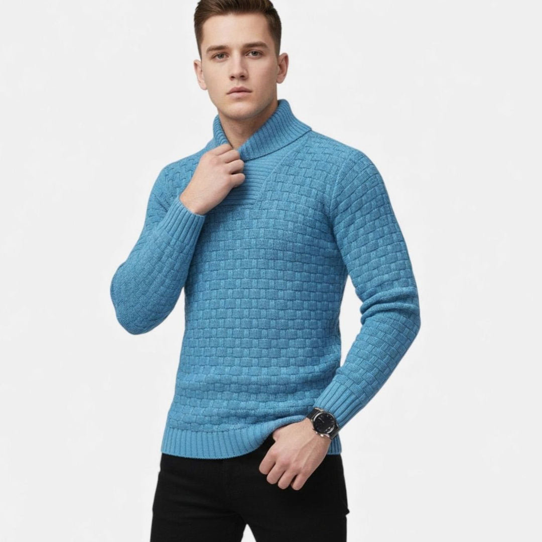 Men's Slim-Fit Button Turtleneck Knit Sweater
