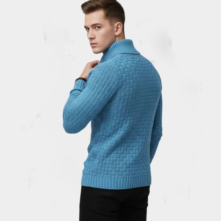 Men's Slim-Fit Button Turtleneck Knit Sweater