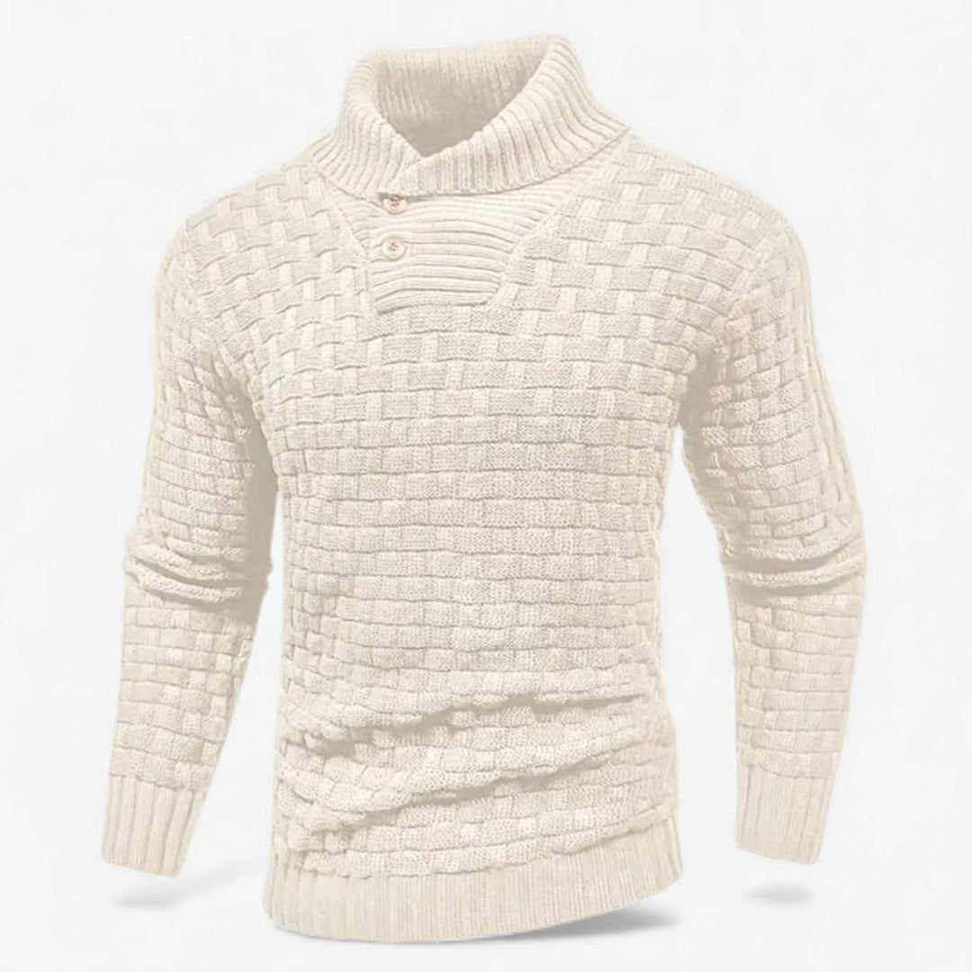 Men's Slim-Fit Button Turtleneck Knit Sweater - Apricot