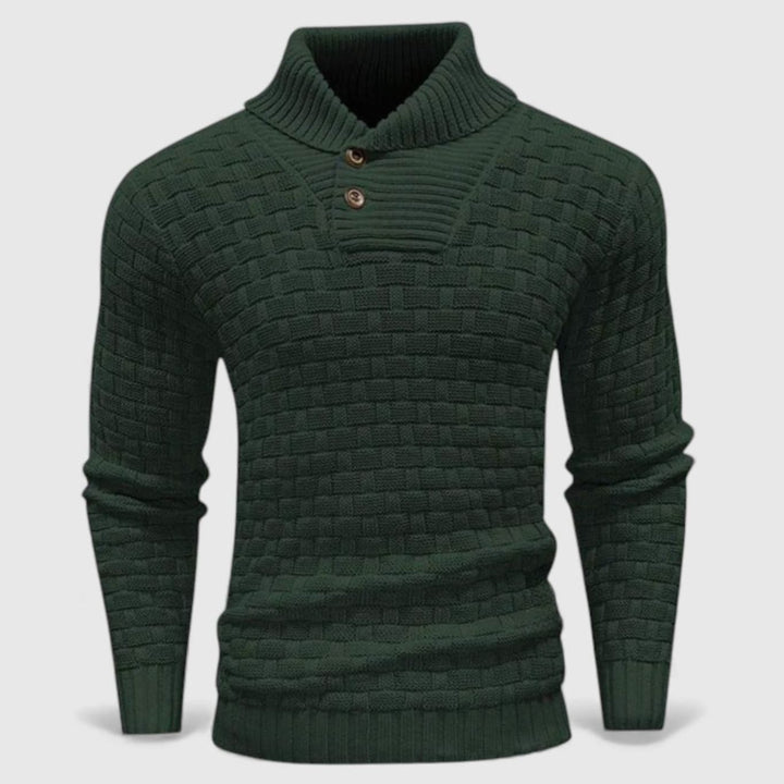 Men's Slim-Fit Button Turtleneck Knit Sweater - Black
