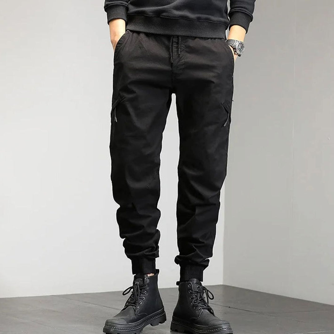Men's Slim-Fit Cargo Pants Tapered Jogger Zip Pockets