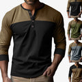 Lucas | Men's Slim-Fit Color-Block Long Sleeve Henley Shirt