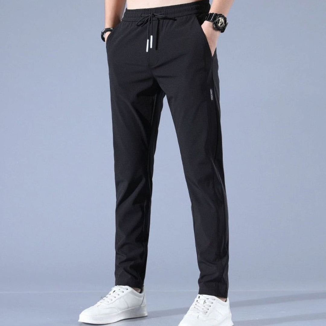 Men's Slim-Fit Drawstring Elastic-Waist Jogger Pants - Black