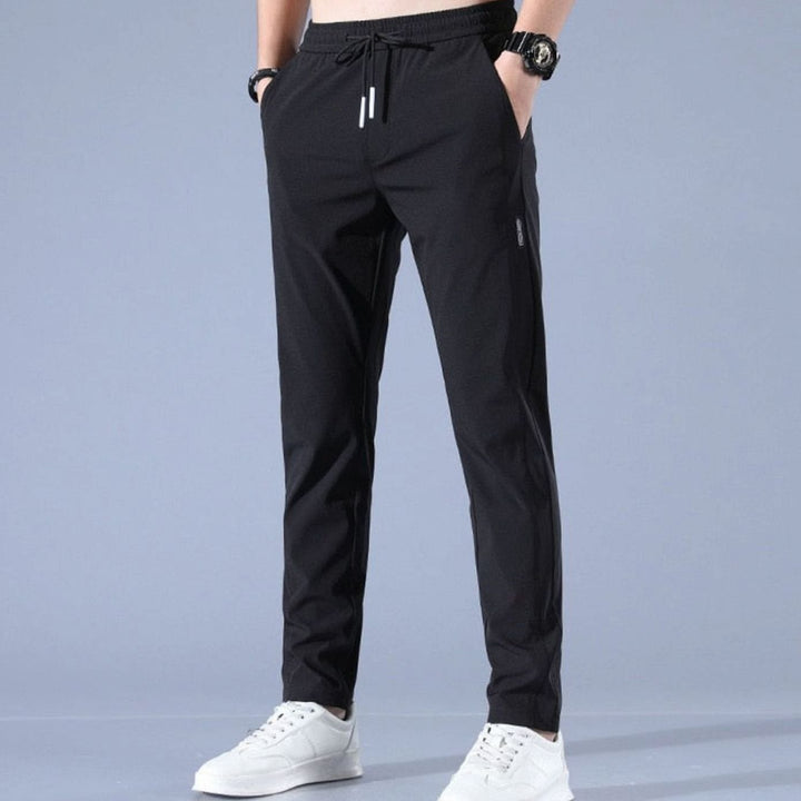 Men's Slim-Fit Drawstring Elastic-Waist Jogger Pants - Black