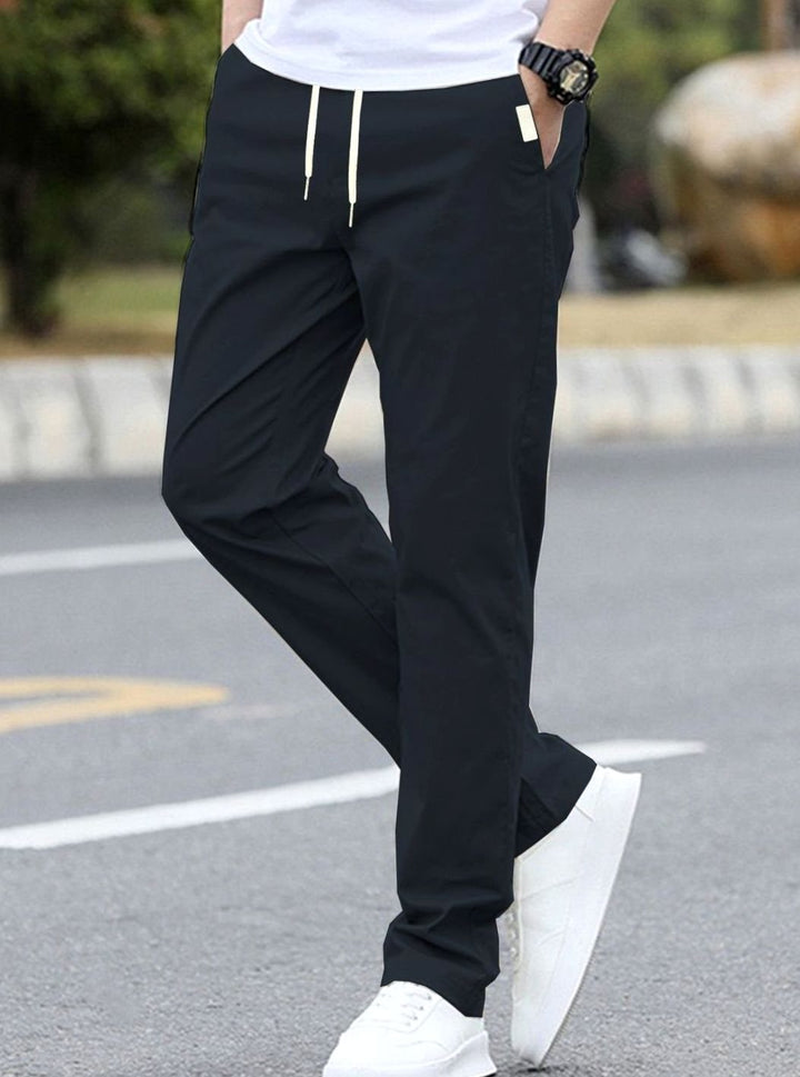 Men's Slim-Fit Drawstring Elastic Waist Khaki Pants Sportliche - Indigo