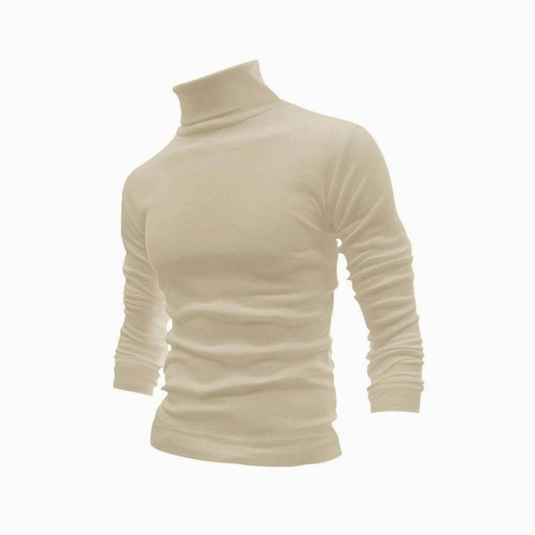 Men's Slim Fit Fine Knit Turtleneck Long Sleeve Sweater - Apricot