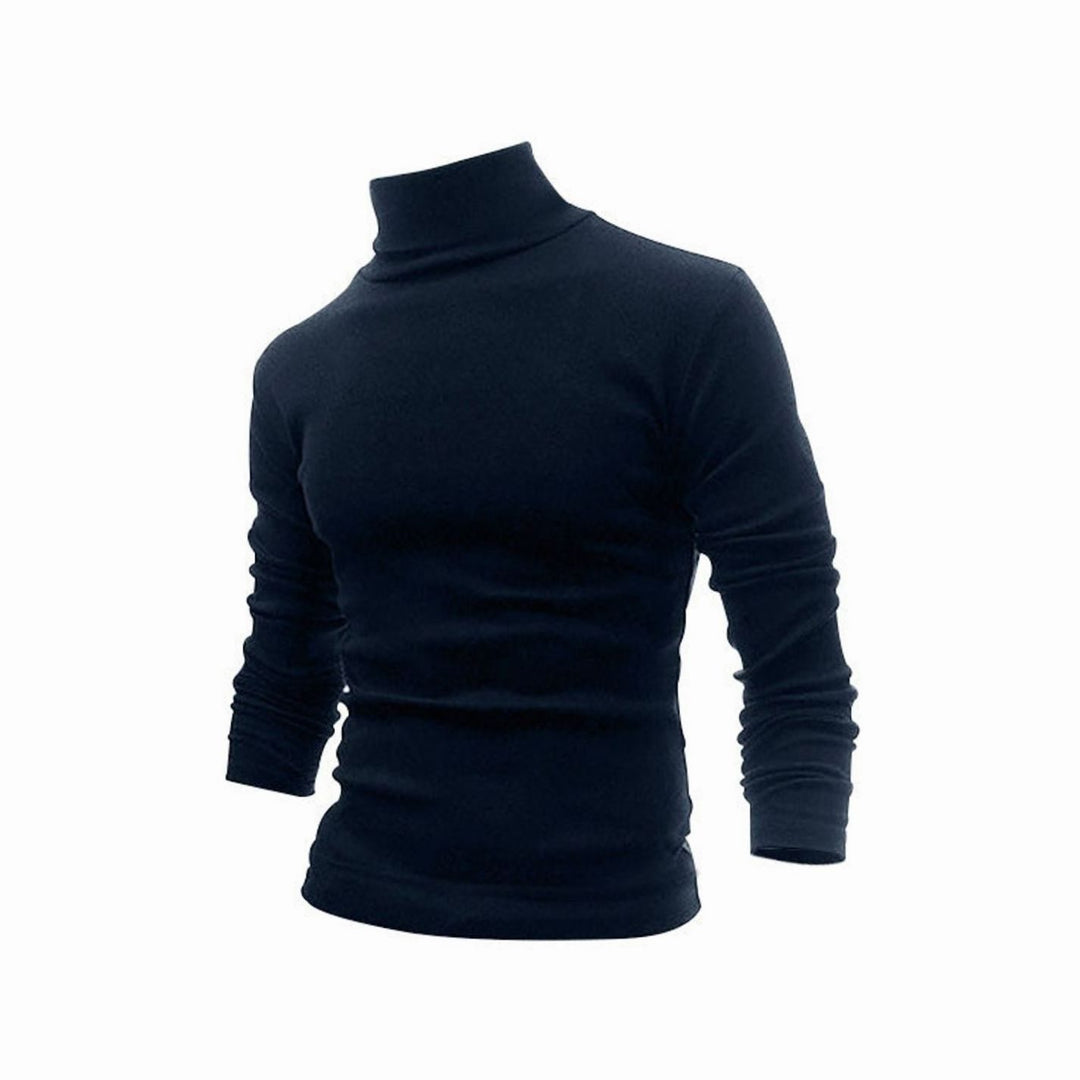 Men's Slim Fit Fine Knit Turtleneck Long Sleeve Sweater - Marine Blue