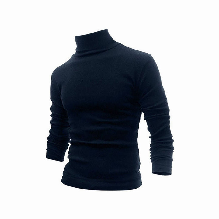 Men's Slim Fit Fine Knit Turtleneck Long Sleeve Sweater - Marine Blue
