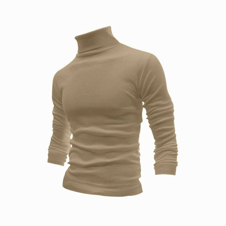Men's Slim Fit Fine Knit Turtleneck Long Sleeve Sweater - Khaki