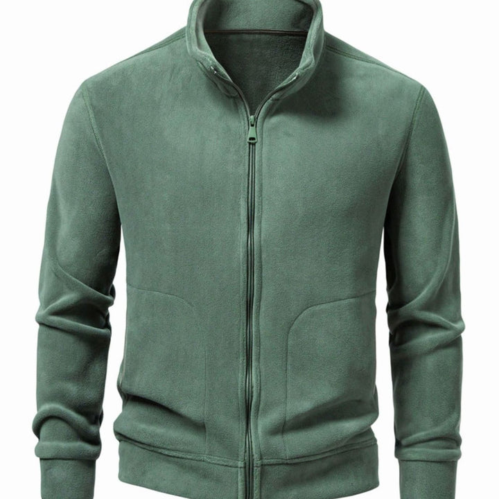 Men's Slim-Fit Fleece Jacket Stand-Up Collar Full-Zip