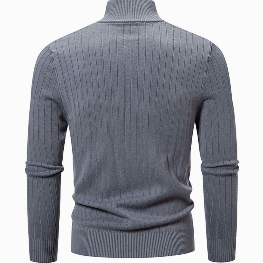 Men's Slim-Fit Full-Zip Ribbed Stand-Collar Cardigan Sweater
