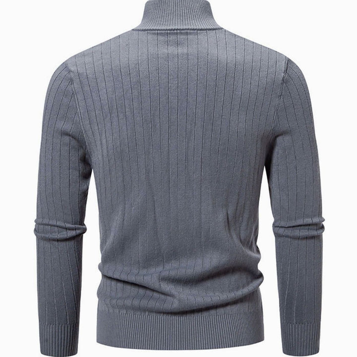 Men's Slim-Fit Full-Zip Ribbed Stand-Collar Cardigan Sweater