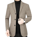 Aiden | Men's Slim-Fit Herringbone Wool-Blend Blazer Jacket, Gray