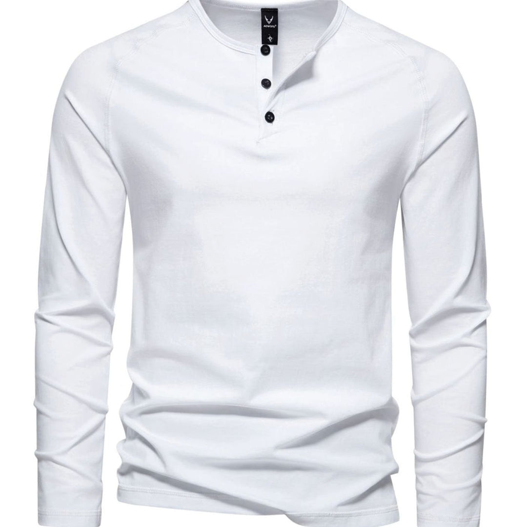 Men's Slim-Fit Long Sleeve Cotton Blend Henley Shirt