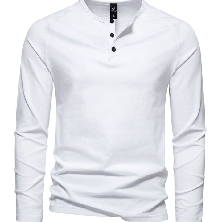 Men's Slim-Fit Long Sleeve Cotton Blend Henley Shirt
