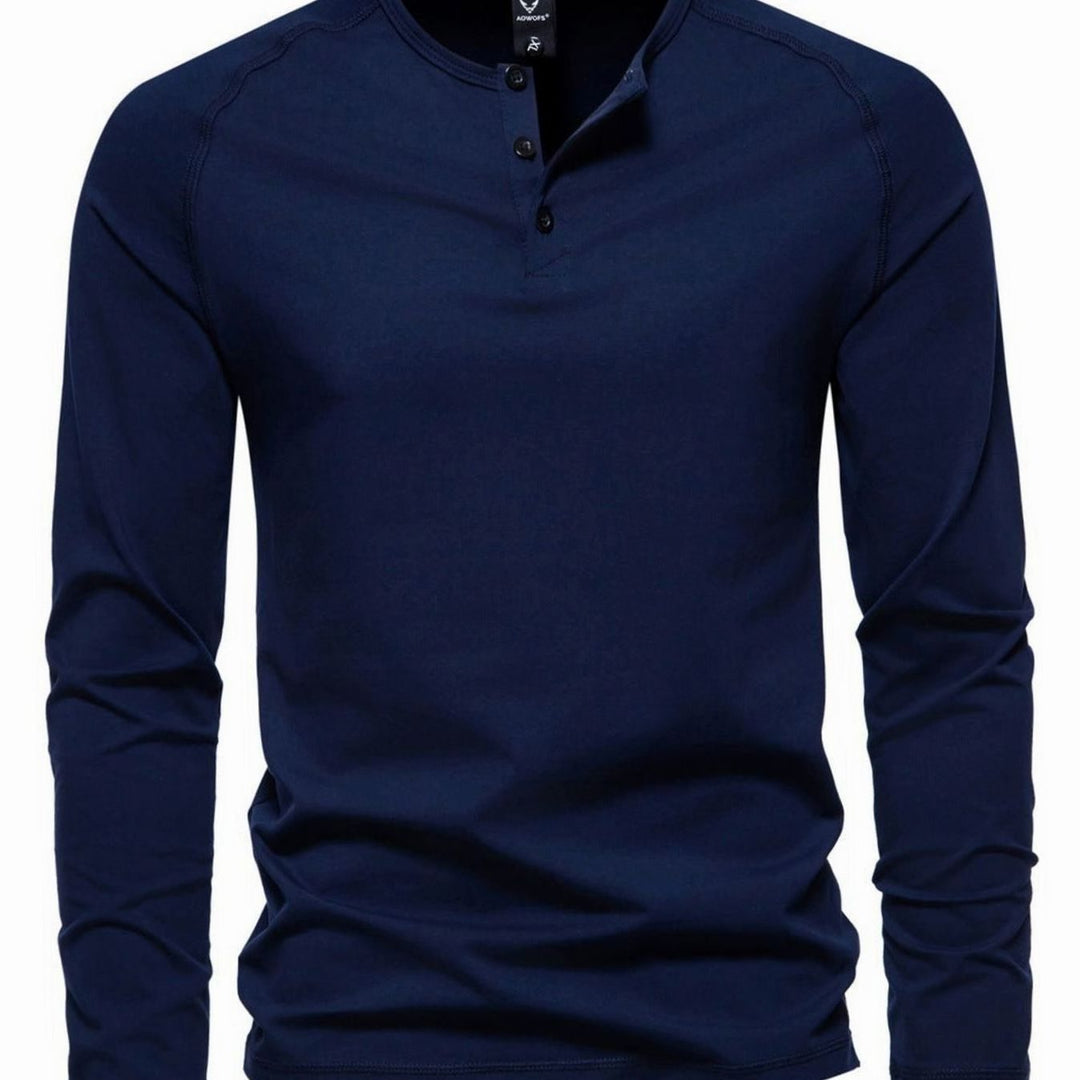 Men's Slim-Fit Long Sleeve Cotton Blend Henley Shirt