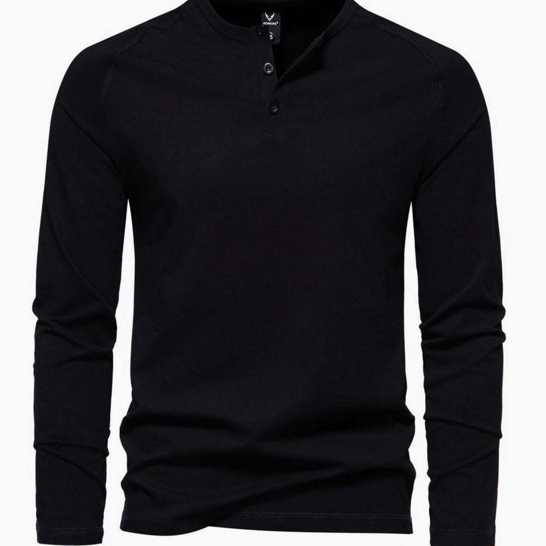 Men's Slim-Fit Long Sleeve Cotton Blend Henley Shirt