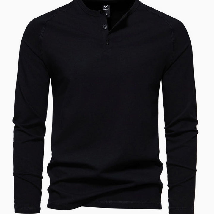 Men's Slim-Fit Long Sleeve Cotton Blend Henley Shirt