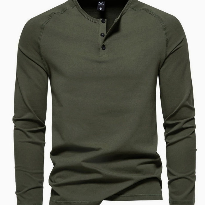 Men's Slim-Fit Long Sleeve Cotton Blend Henley Shirt
