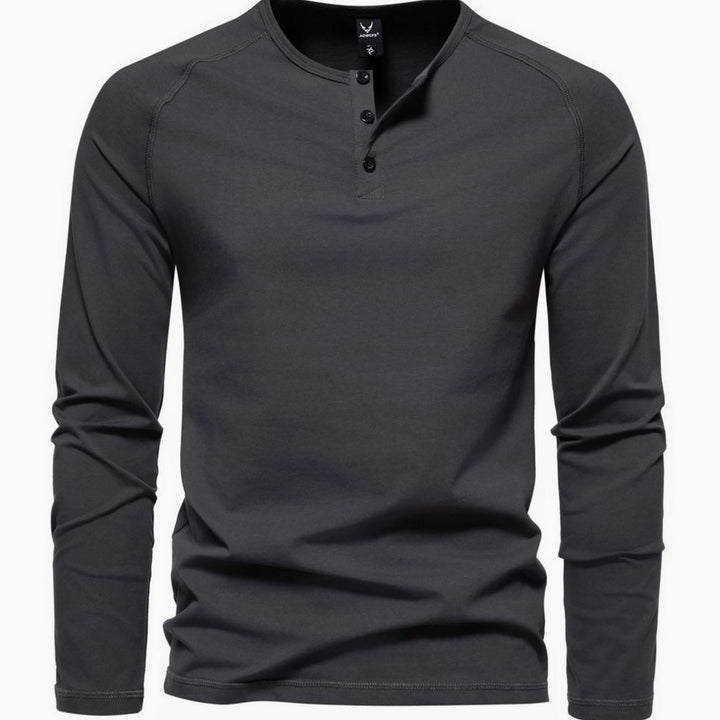 Men's Slim-Fit Long Sleeve Cotton Blend Henley Shirt