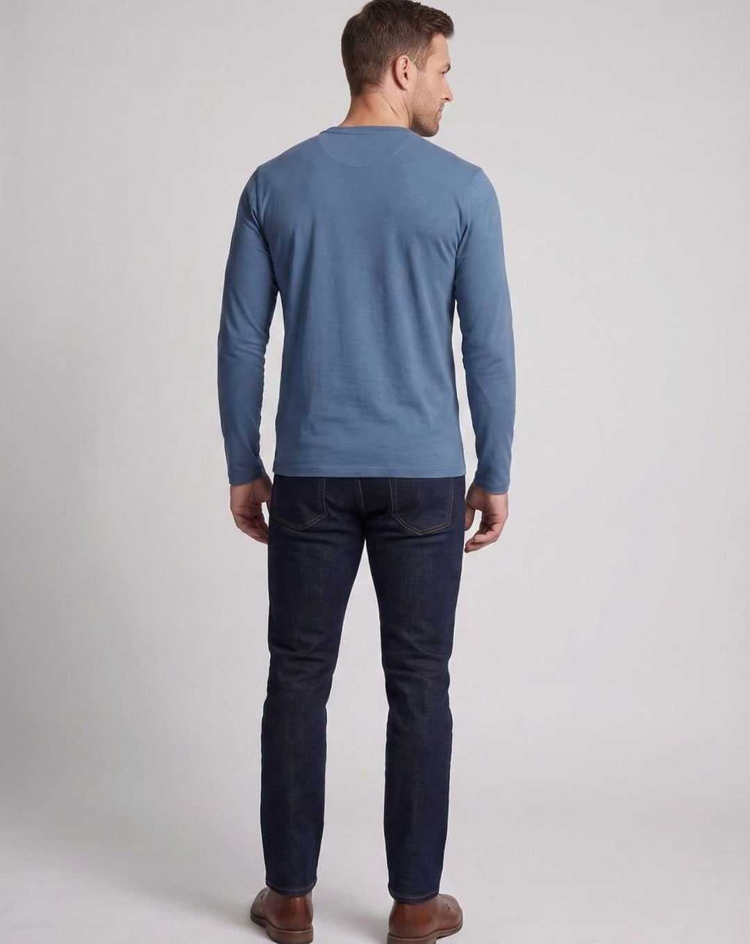 Men's Slim-Fit Long Sleeve Henley Shirt with Chest Pocket