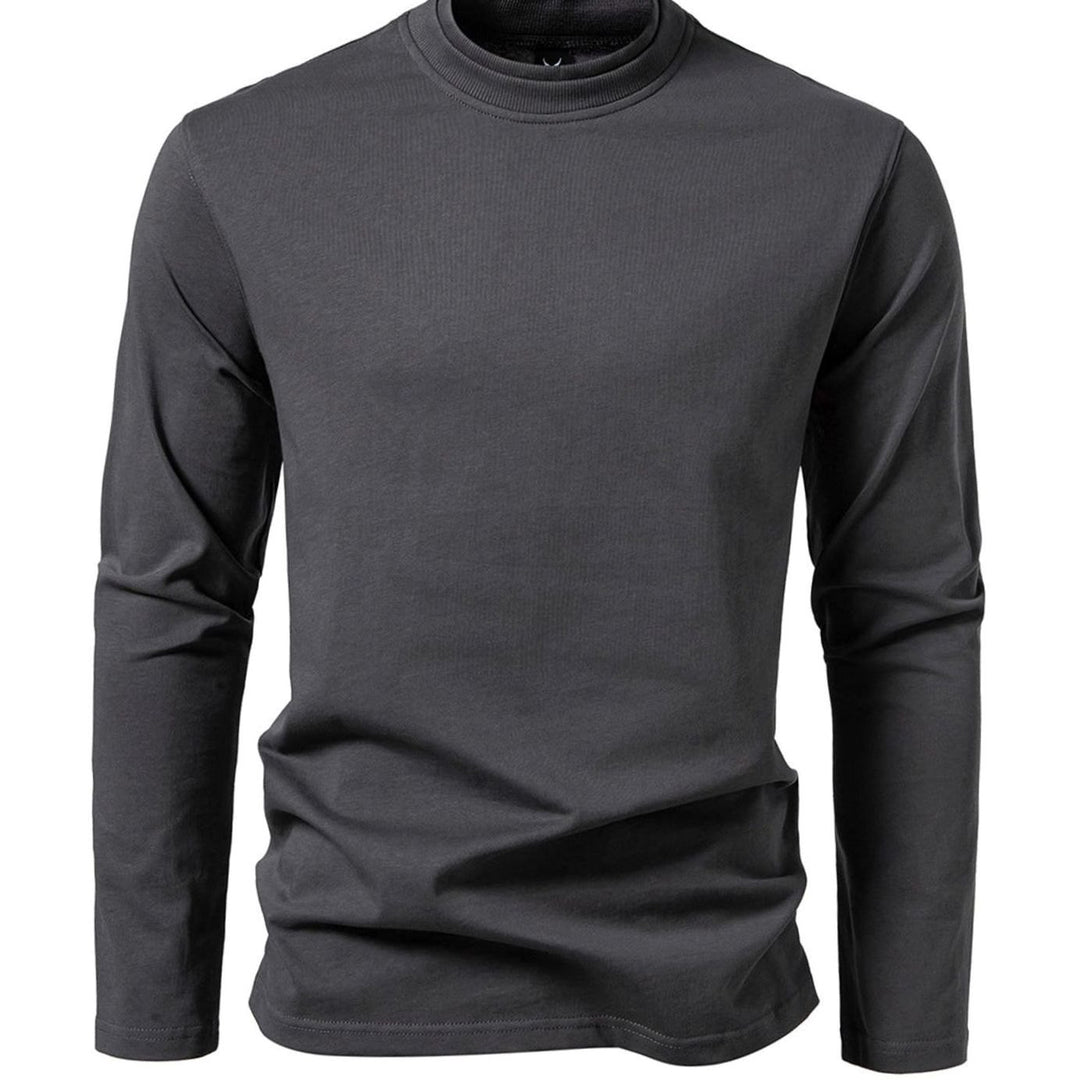Men's Slim-Fit Mock Neck Long-Sleeve Cotton Blend Shirt