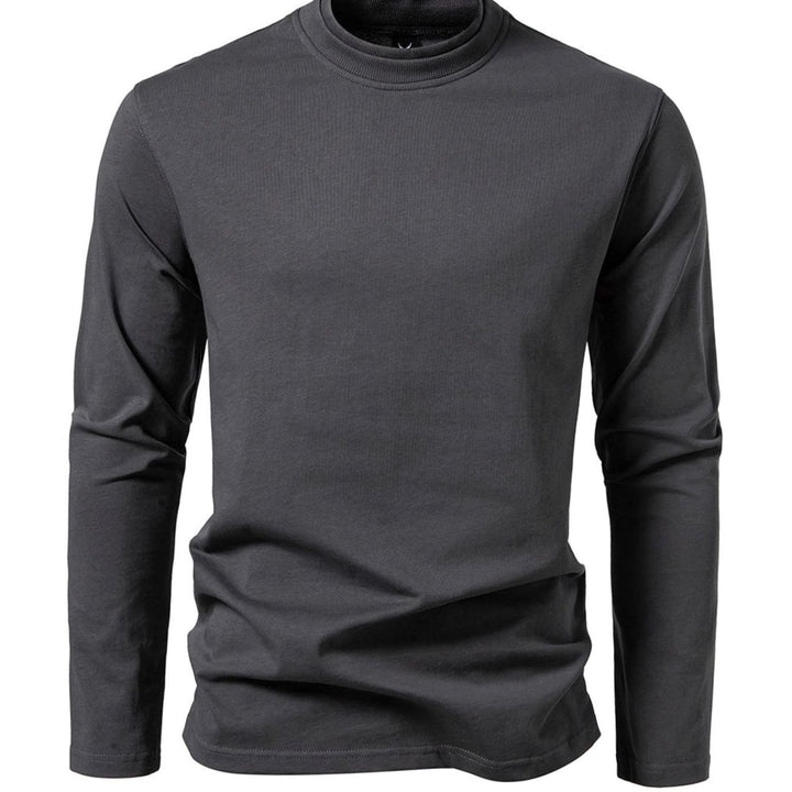 Men's Slim-Fit Mock Neck Long-Sleeve Cotton Blend Shirt