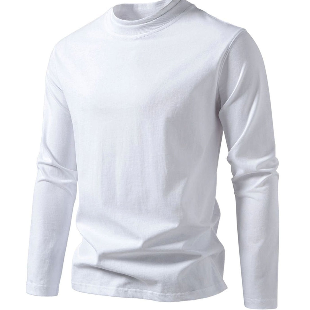Men's Slim-Fit Mock Neck Long-Sleeve Cotton Blend Shirt