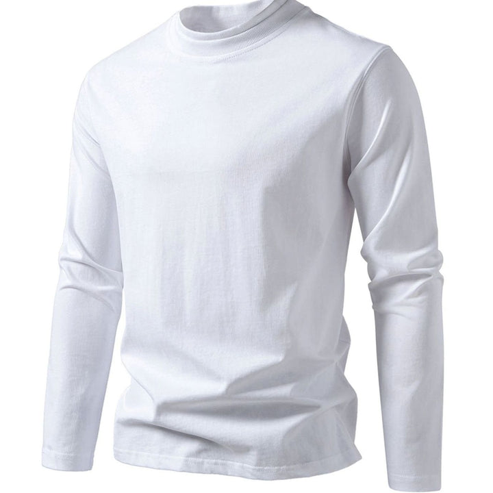 Men's Slim-Fit Mock Neck Long-Sleeve Cotton Blend Shirt
