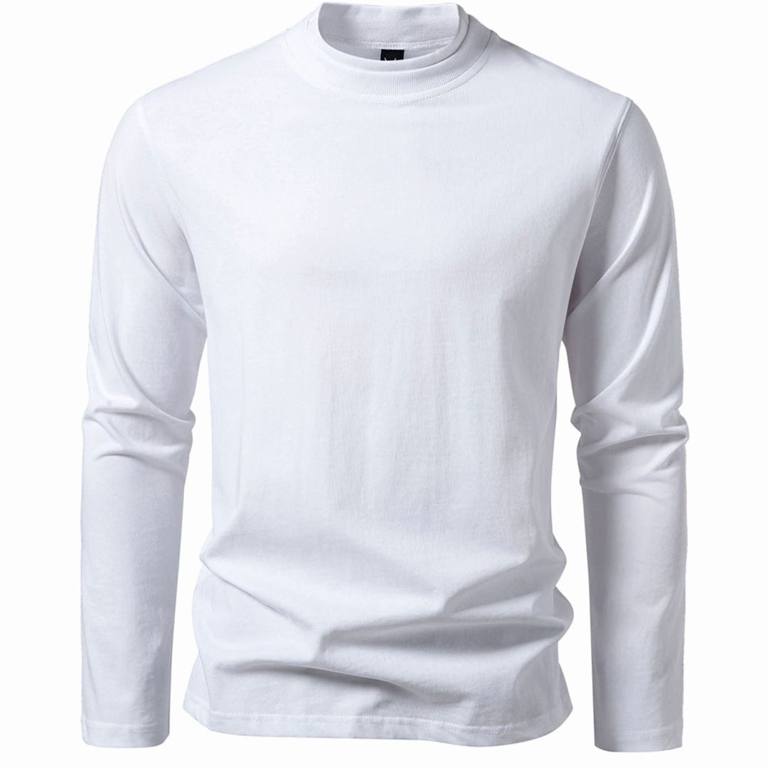 Men's Slim-Fit Mock Neck Long-Sleeve Cotton Blend Shirt