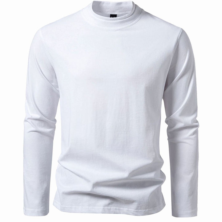 Men's Slim-Fit Mock Neck Long-Sleeve Cotton Blend Shirt