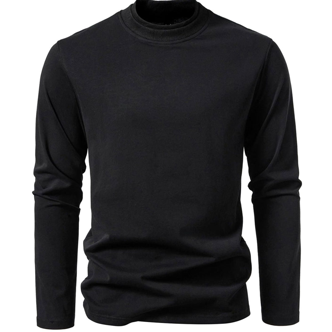 Men's Slim-Fit Mock Neck Long-Sleeve Cotton Blend Shirt