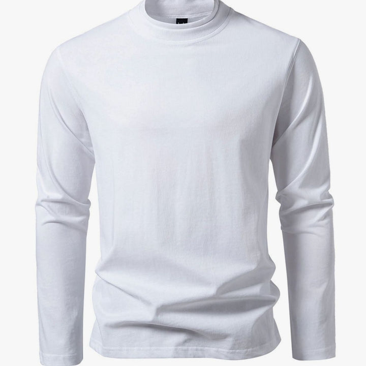 Men's Slim-Fit Mock Neck Long-Sleeve Cotton Blend Shirt - White